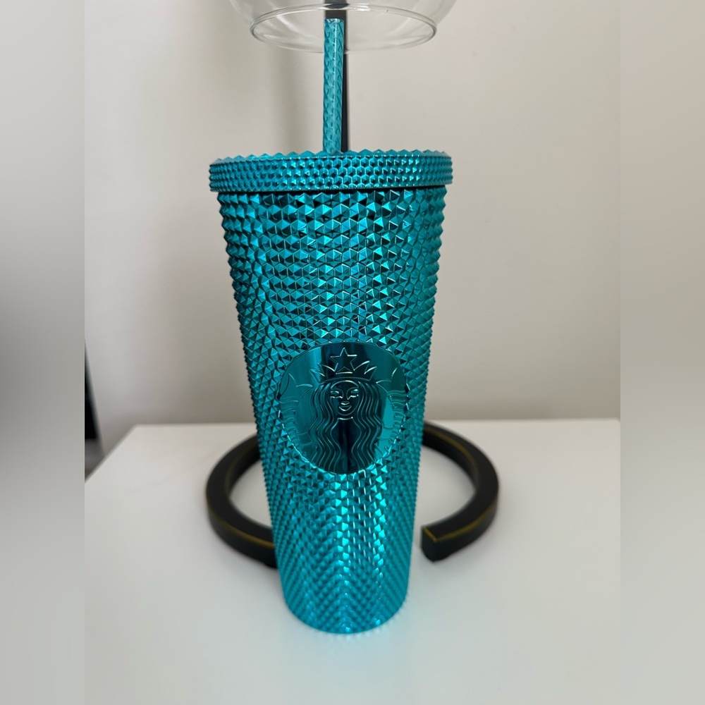 🆕 Starbucks 2023 Summer Blue Teal Chrome Studded Venti Tumbler